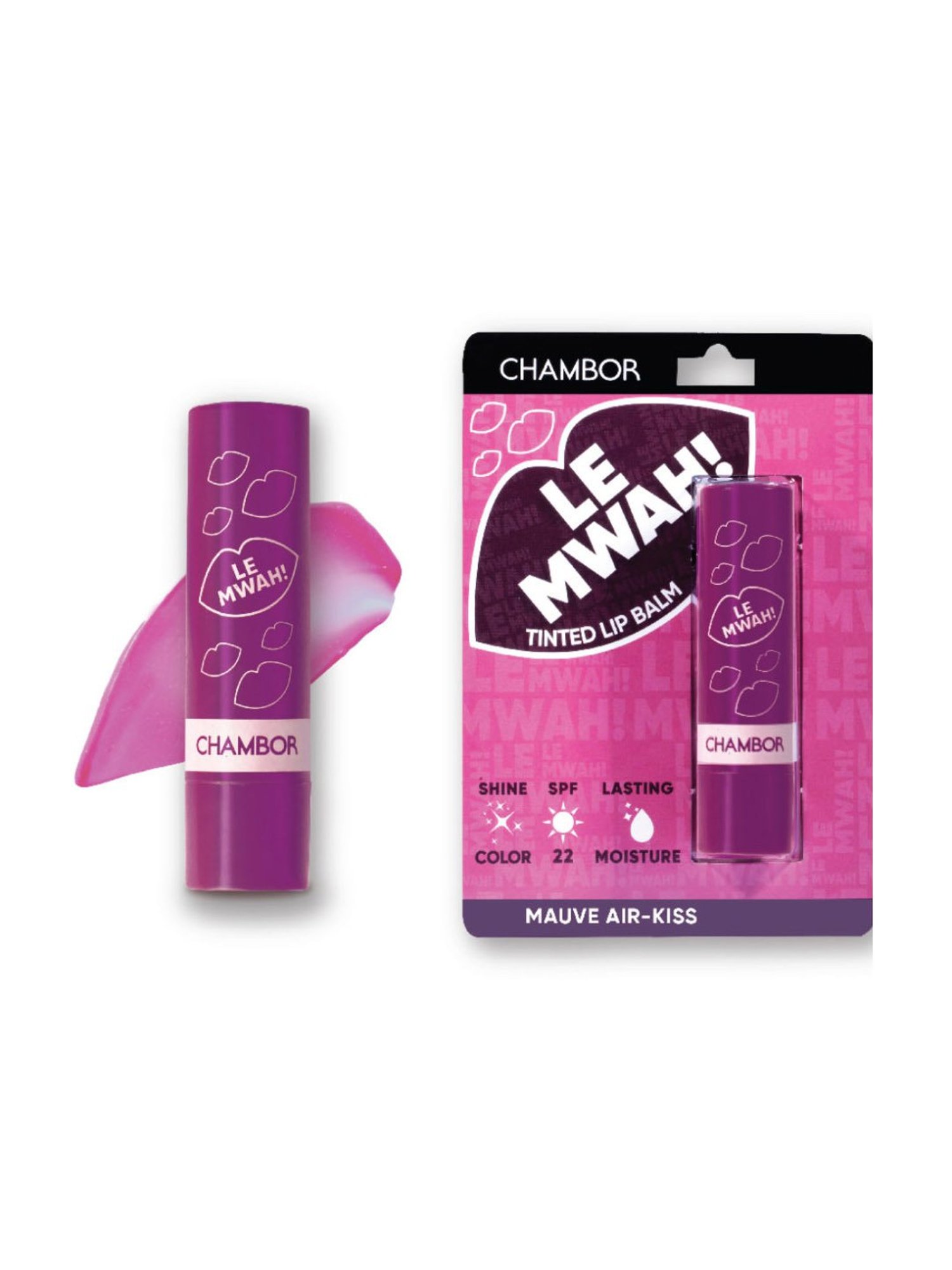 Chambor Le Mwah! Moisturising Tinted Lip Balm with Antioxidant & SPF22 Mauve Air-Kiss - 4.5 gm