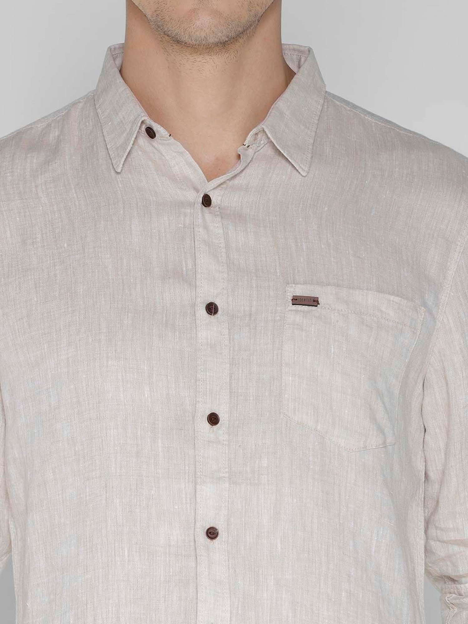 Identiti Beige Slim Fit Shirt