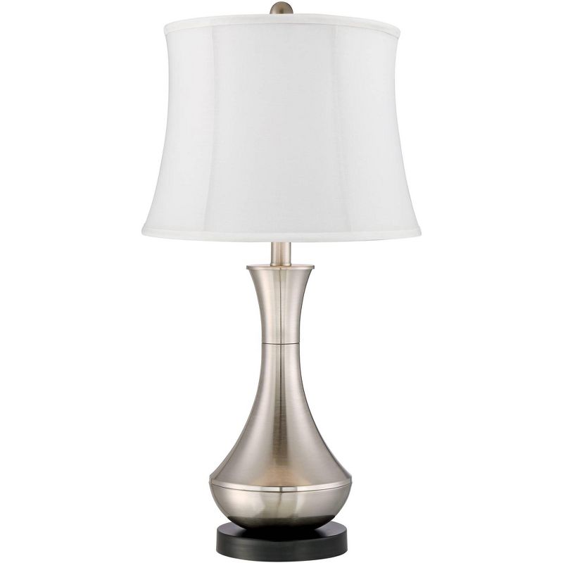 360 Lighting Simon Brushed Nickel USB Cream Shade Table Lamps Set of 2