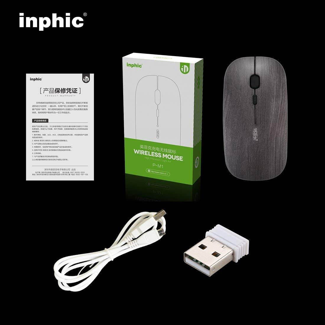 Rechargeable Wireless Mouse,inphic Mute Silent Click Mini Noiseless Optical Mice,Ultra Thin 1600 DPI for Notebook,PC,Laptop,Computer,MacBook