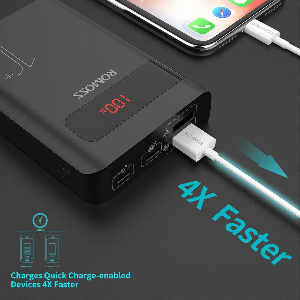 18W PD QC Power Bank USB-C Portable Charger for iPhone 12/11/X/XS