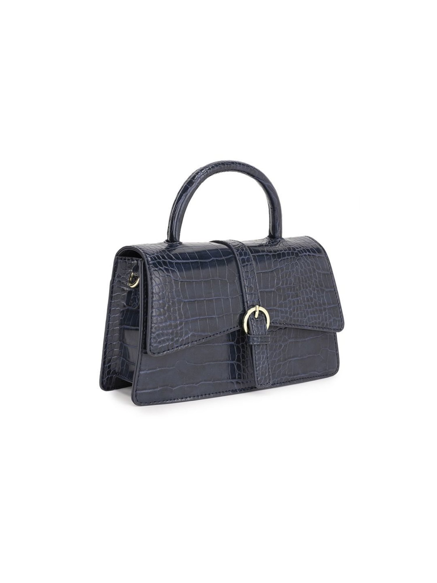 Tyra Isla Navy Textured Faux Leather Satchel Handbag
