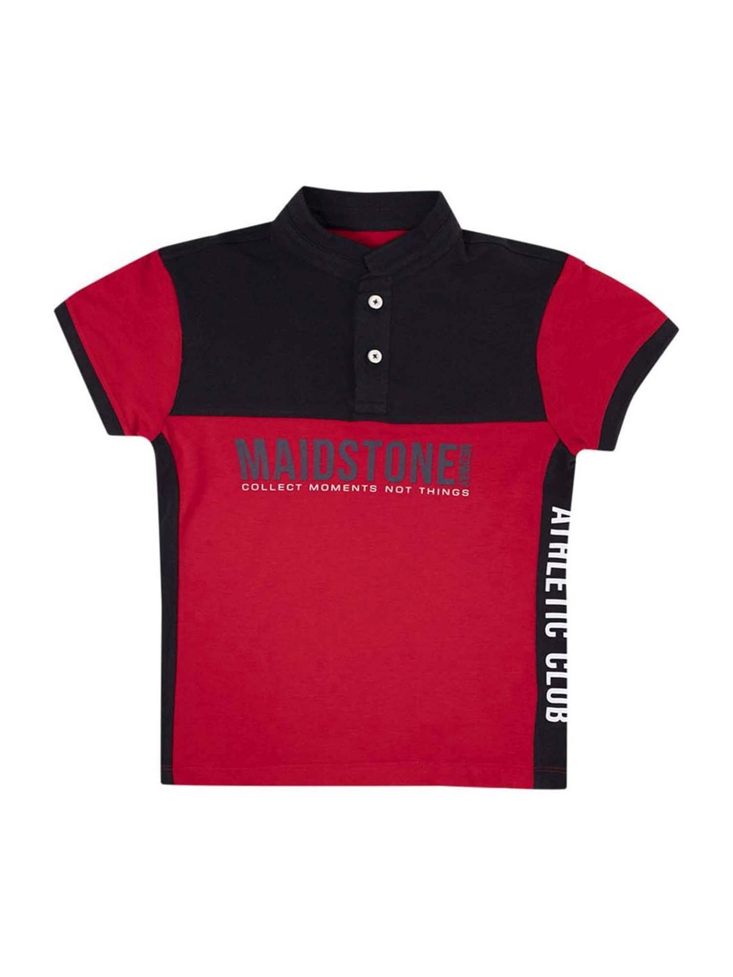 Cantabil Kids Red & Navy Cotton Color Block Polo T-Shirt