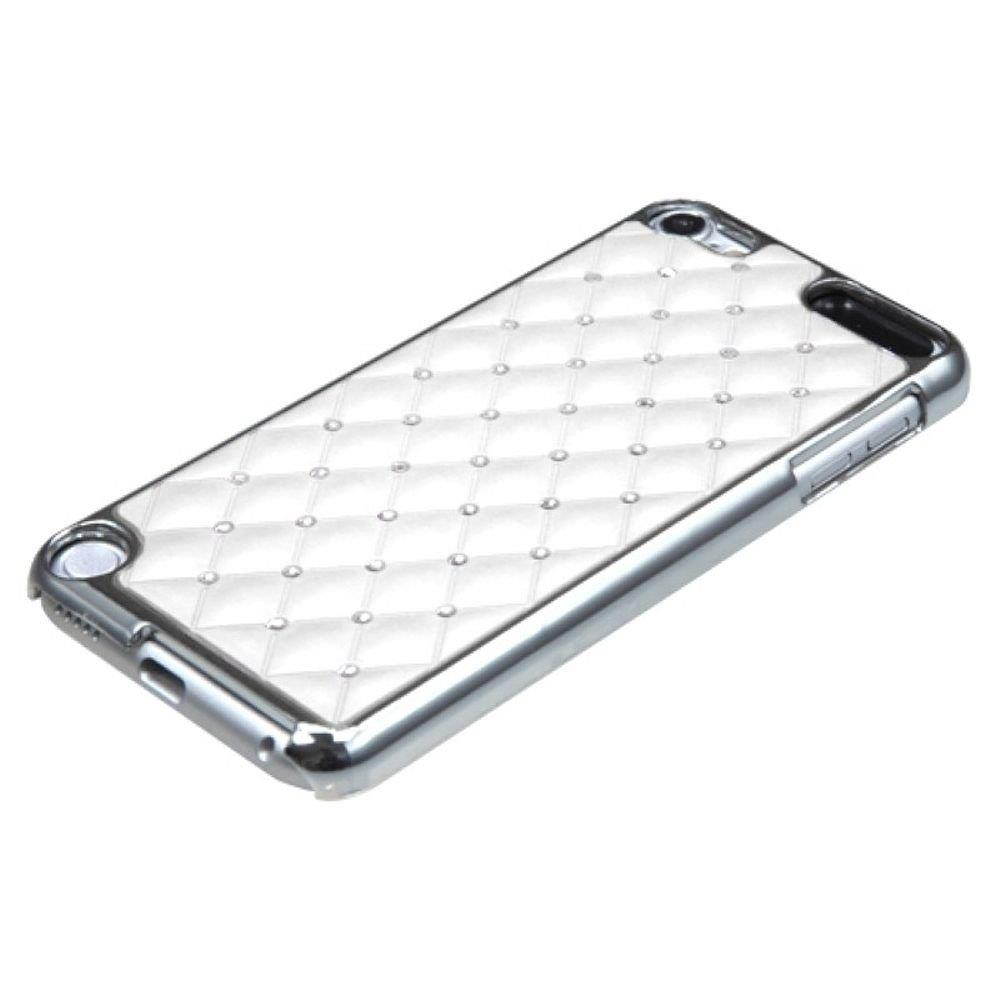 Asmyna Ivory White Silver Plating Luxurious Lattice Alloy Elite Dazzling Back Protector Cover with Diamonds for iPod touch 5