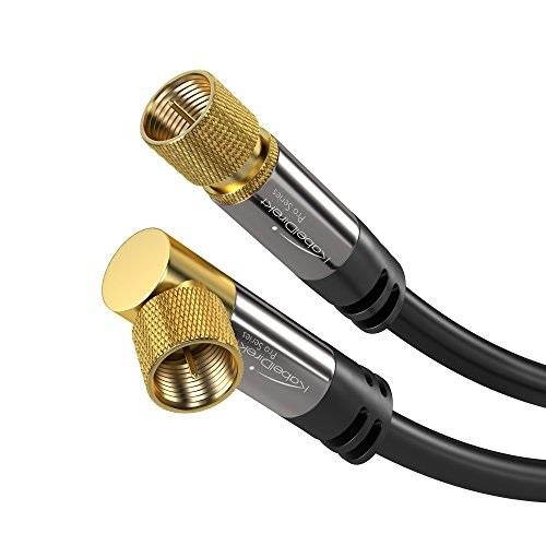 kabeldirekt 3 ft 75 ohm hdtv sat/tv cable, 90 angled, male ftype connector > straight male ftype coaxial cable for tv, hdtv, radio, dvbt2, dvbc, dvbs  pro series