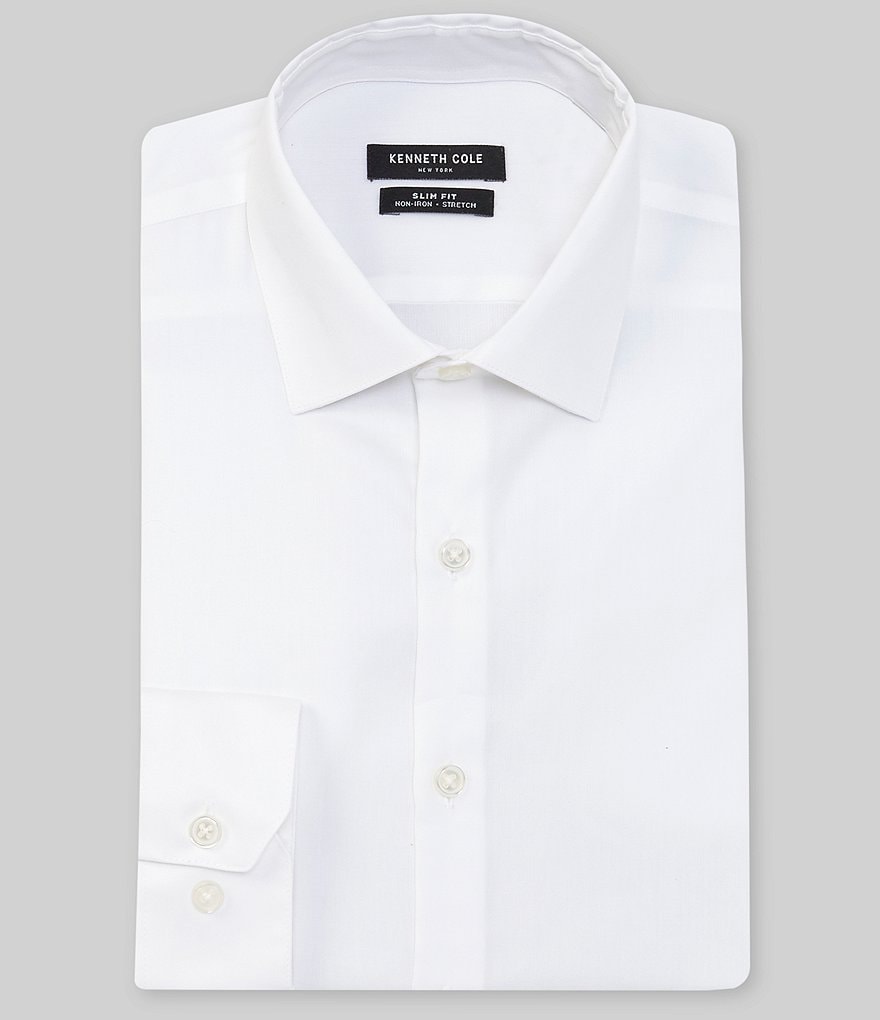 Kenneth Cole New York Non-Iron Slim Fit Spread Collar Solid Dress Shirt
