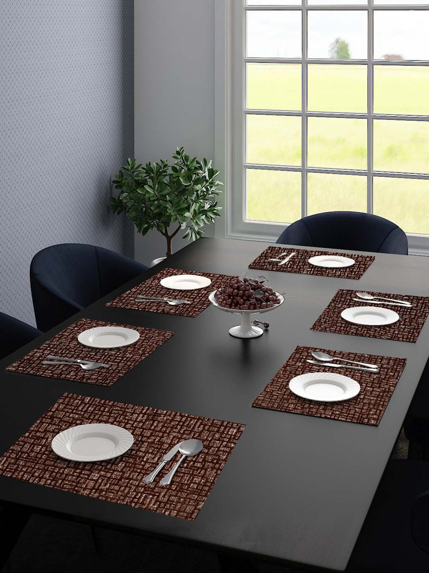 Saral Home Brown Chenille Placemats - Set of 6