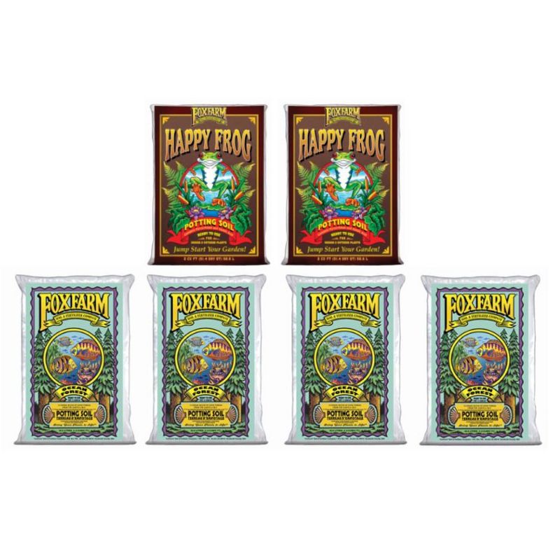 Foxfarm pH Adjusted Happy Frog Soil (2) & Ocean Forest Plant Garden Soil (4)