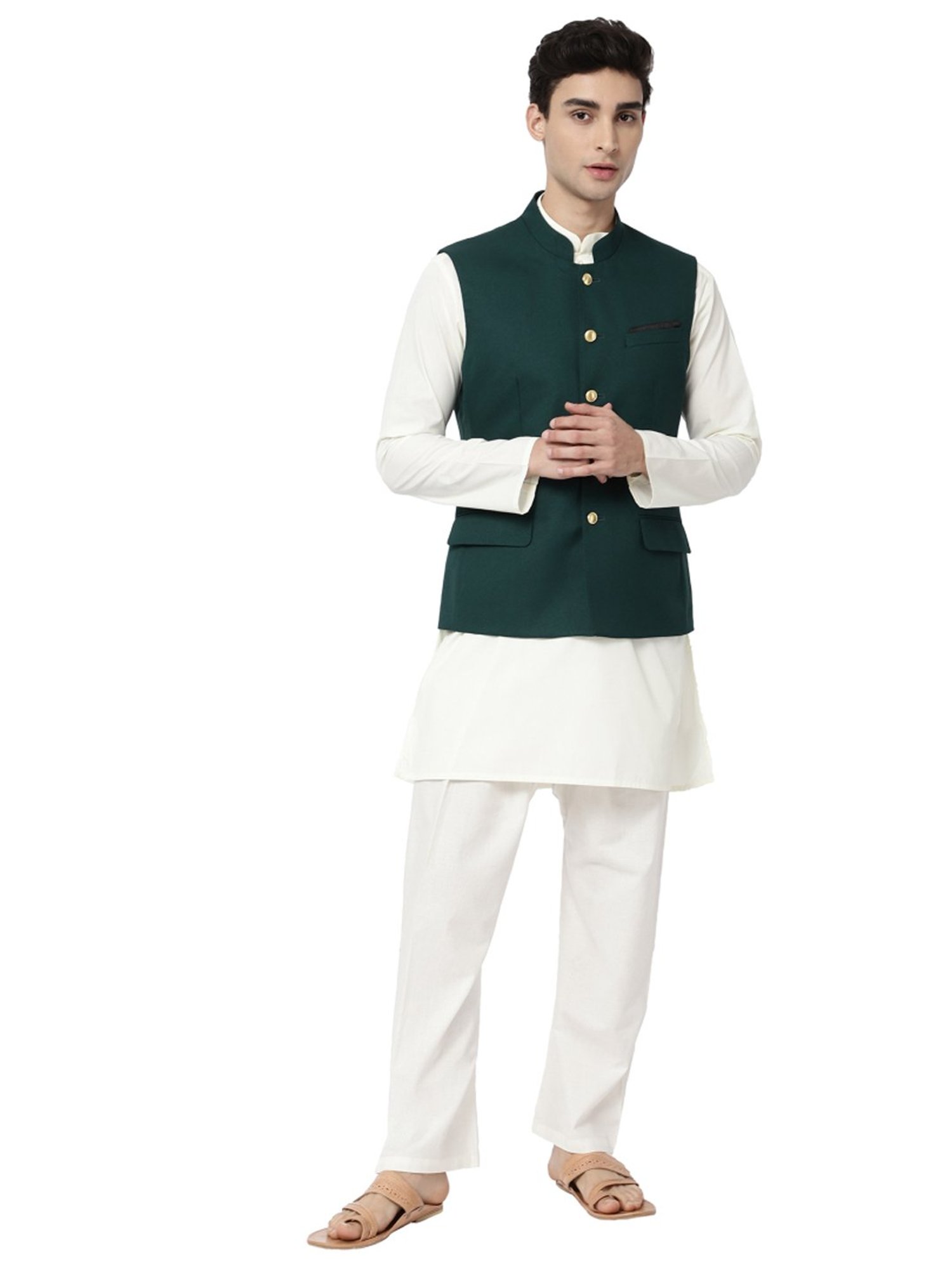 Ad By Arvind Green Regular Fit Nehru Jacket