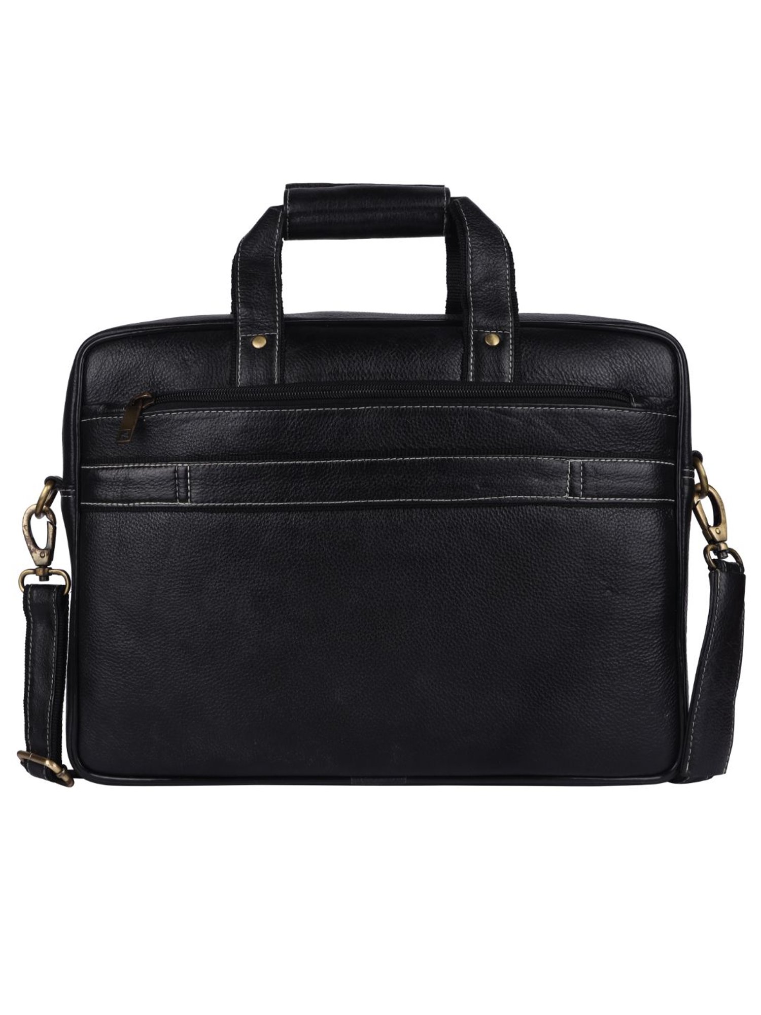 HiLEDER 100% Pure Genuine Leather Briefcase Laptop Messenger Office Bag for Men & Women, Black