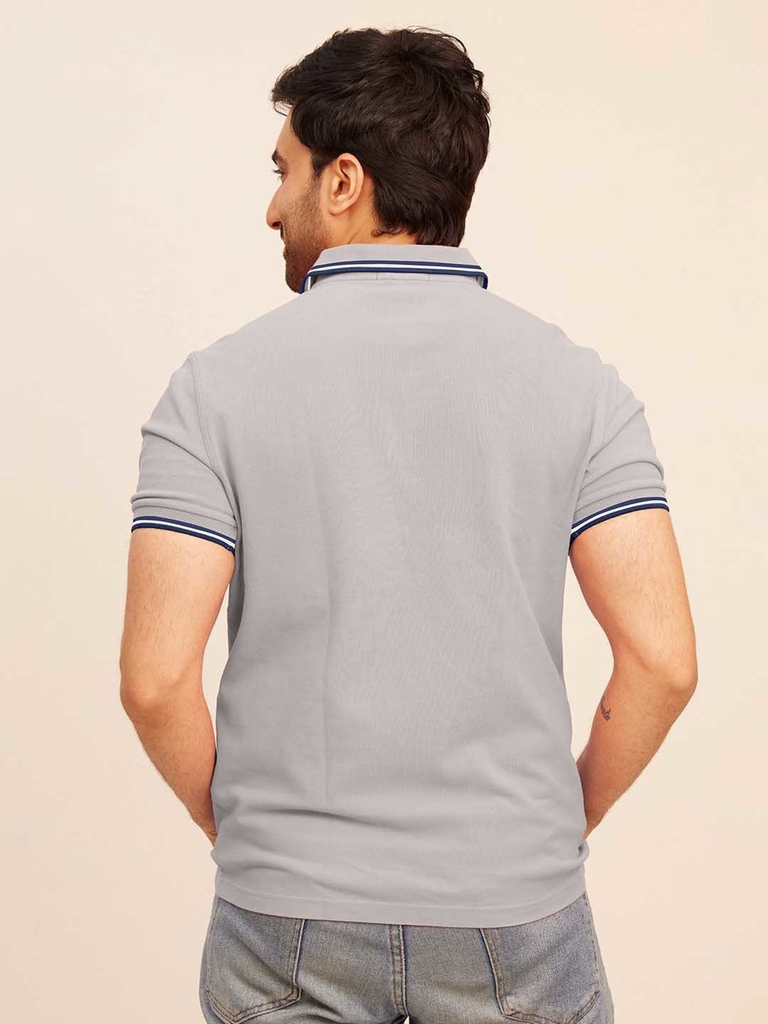 The Bleu Label Grey Slim Fit Polo T-Shirt