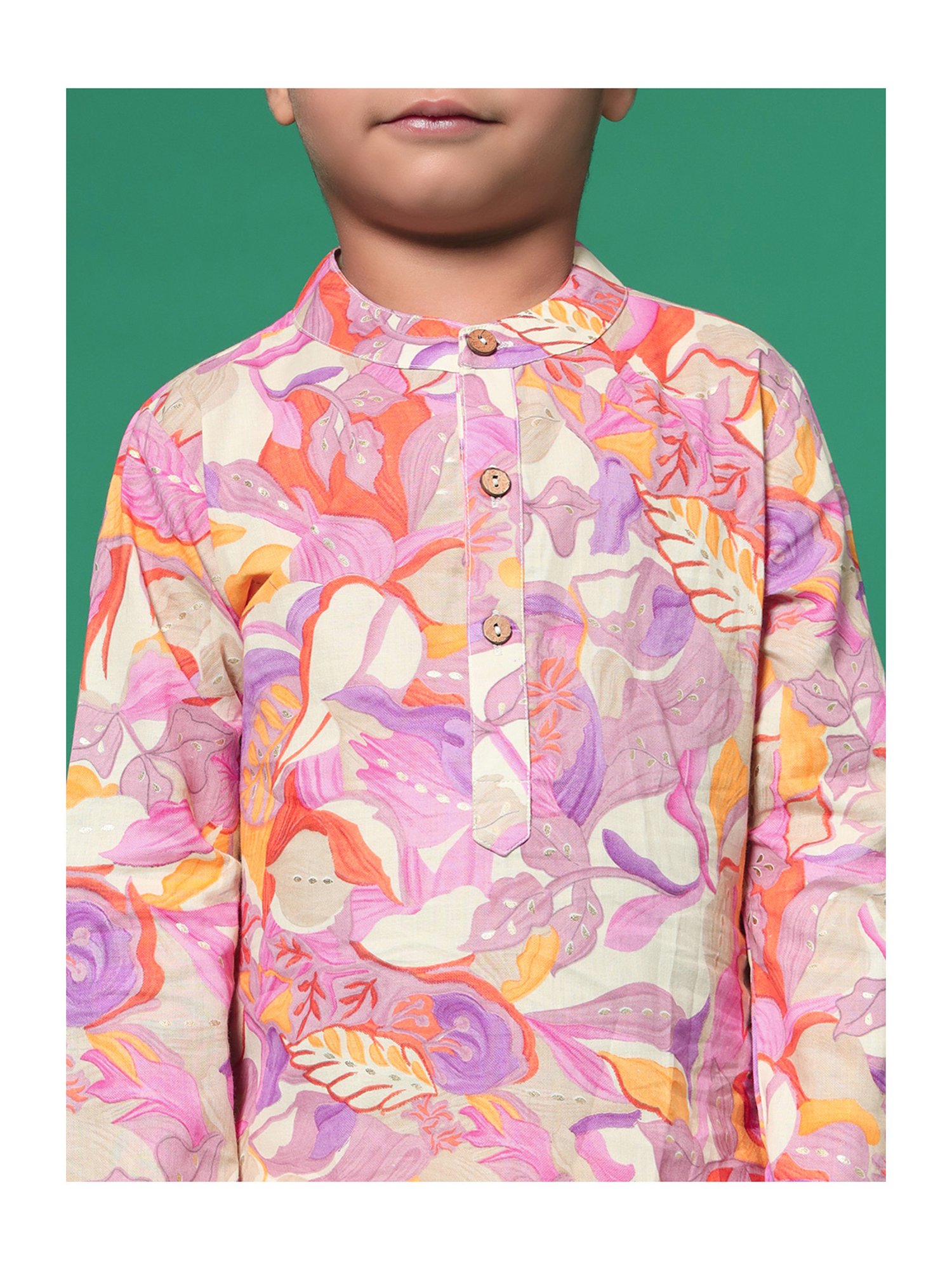 READIPRINT FASHIONS Kids Mauve & White Printed Full Sleeves Kurta with Pyjamas