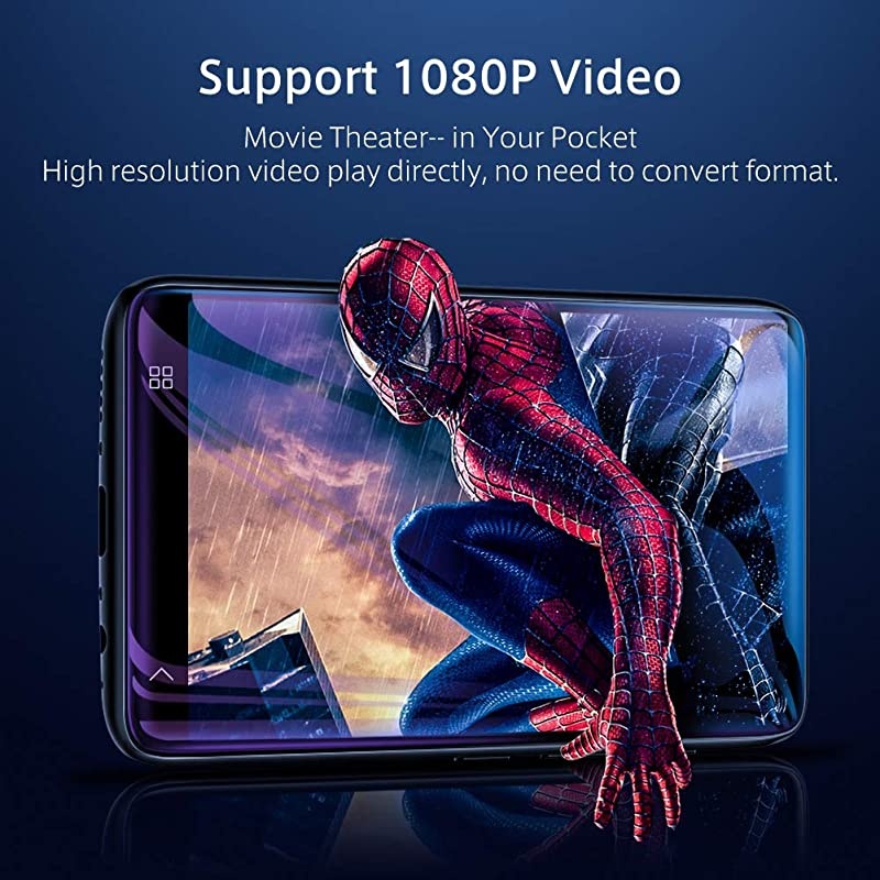 MP3 Player with Speaker 40 Full Touchscreen HD Video Mp4 Player 8GB Portable HiFi Lossless Sound Mp3 Music Player with FM Radio Voice Recorder EBook Supports up to 128GB TF Card Black