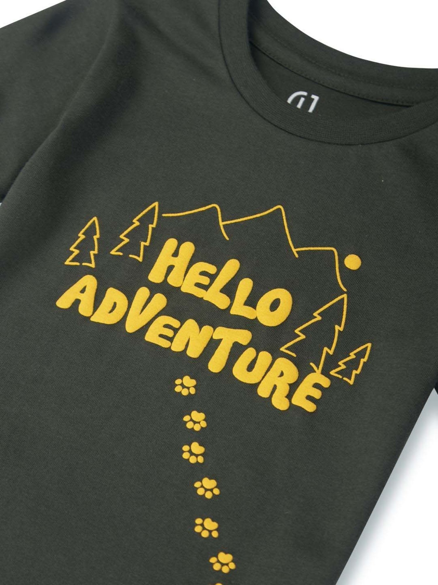 GJ baby Boys Green & Yellow Printed T-Shirt