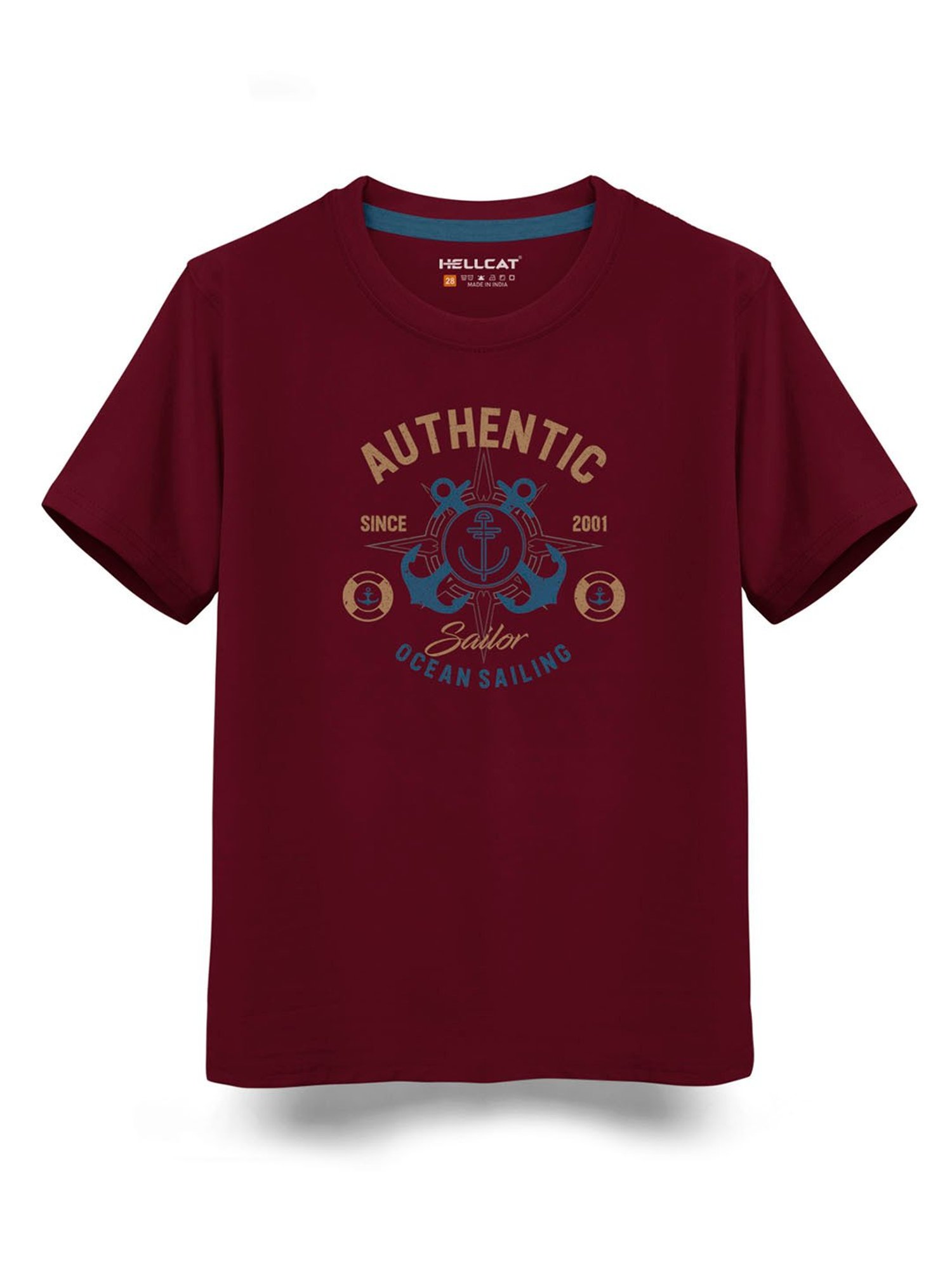 HELLCAT Kids Burgundy Printed  T-Shirt