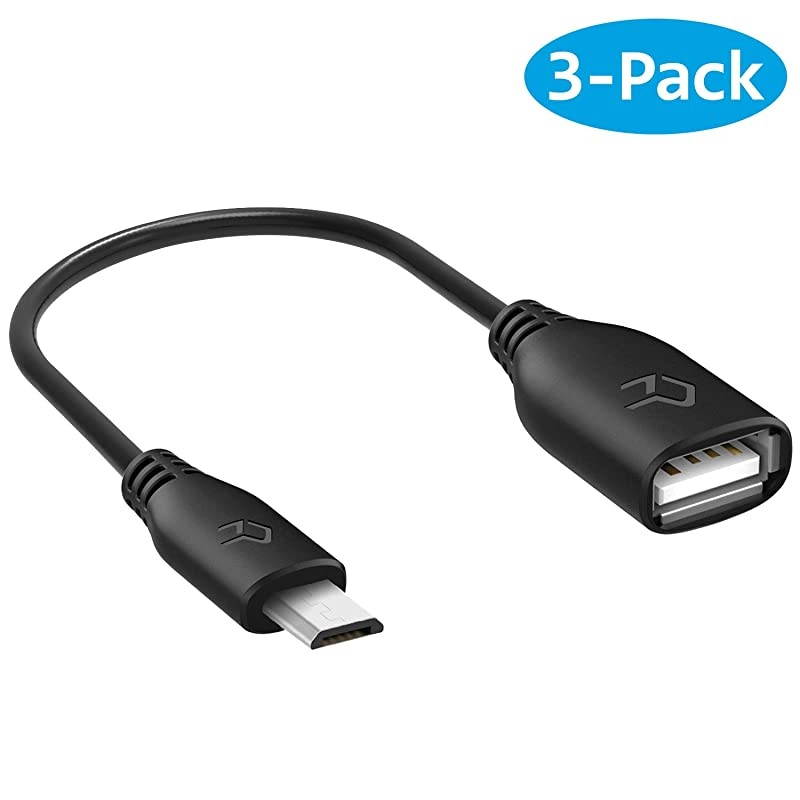 Micro USB Male to USB 20 Female Adapter OnTheGo OTG Convertor Cable 3Pack Black