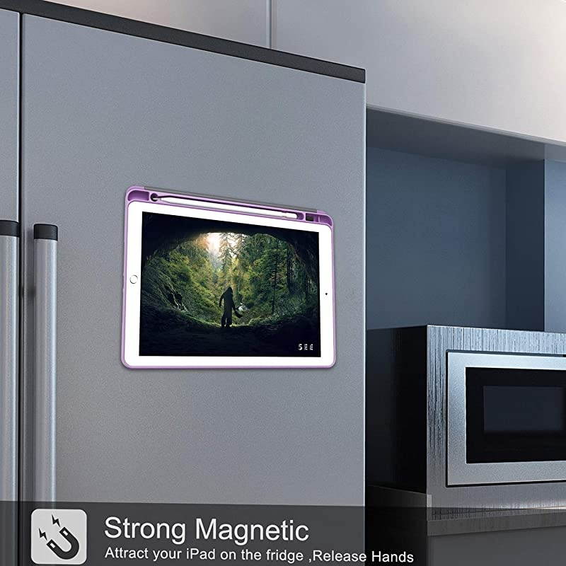 Case for iPad 102 20202019 iPad 8th7th Generation Luxury Series Builtin Pencil Holder + 6 Magnetic Stand Angles + 360 Full Protection + Premium PU Leather SleepWake Cover Violet