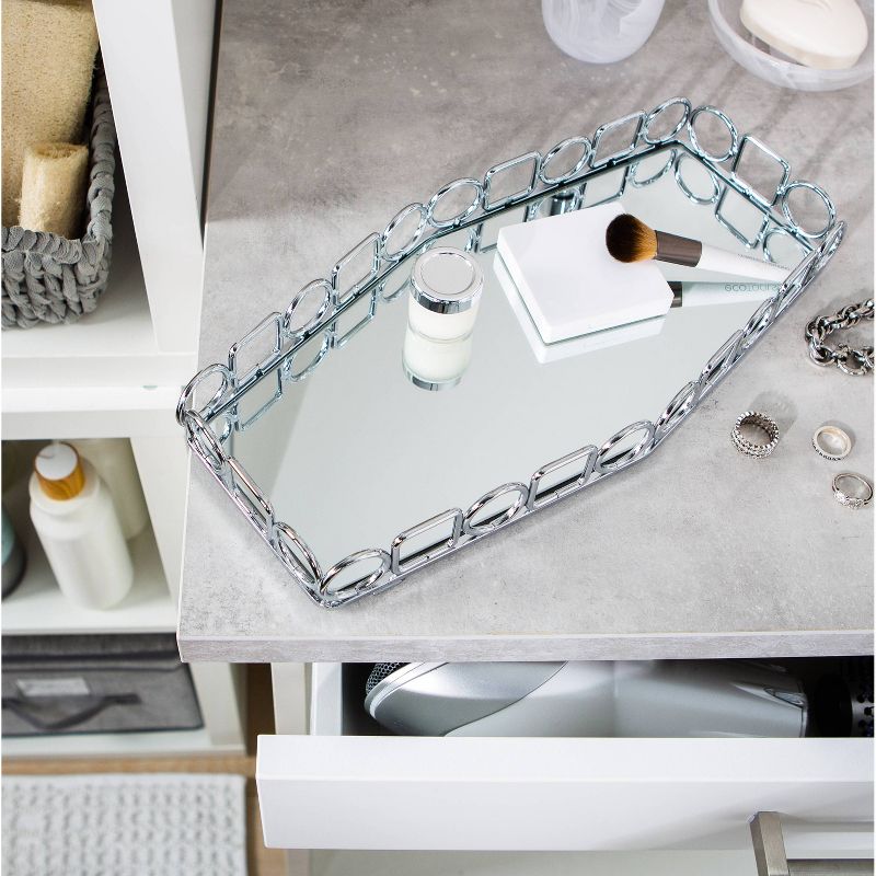 Circles and Squares Design Bathroom Tray Chrome - Home Details