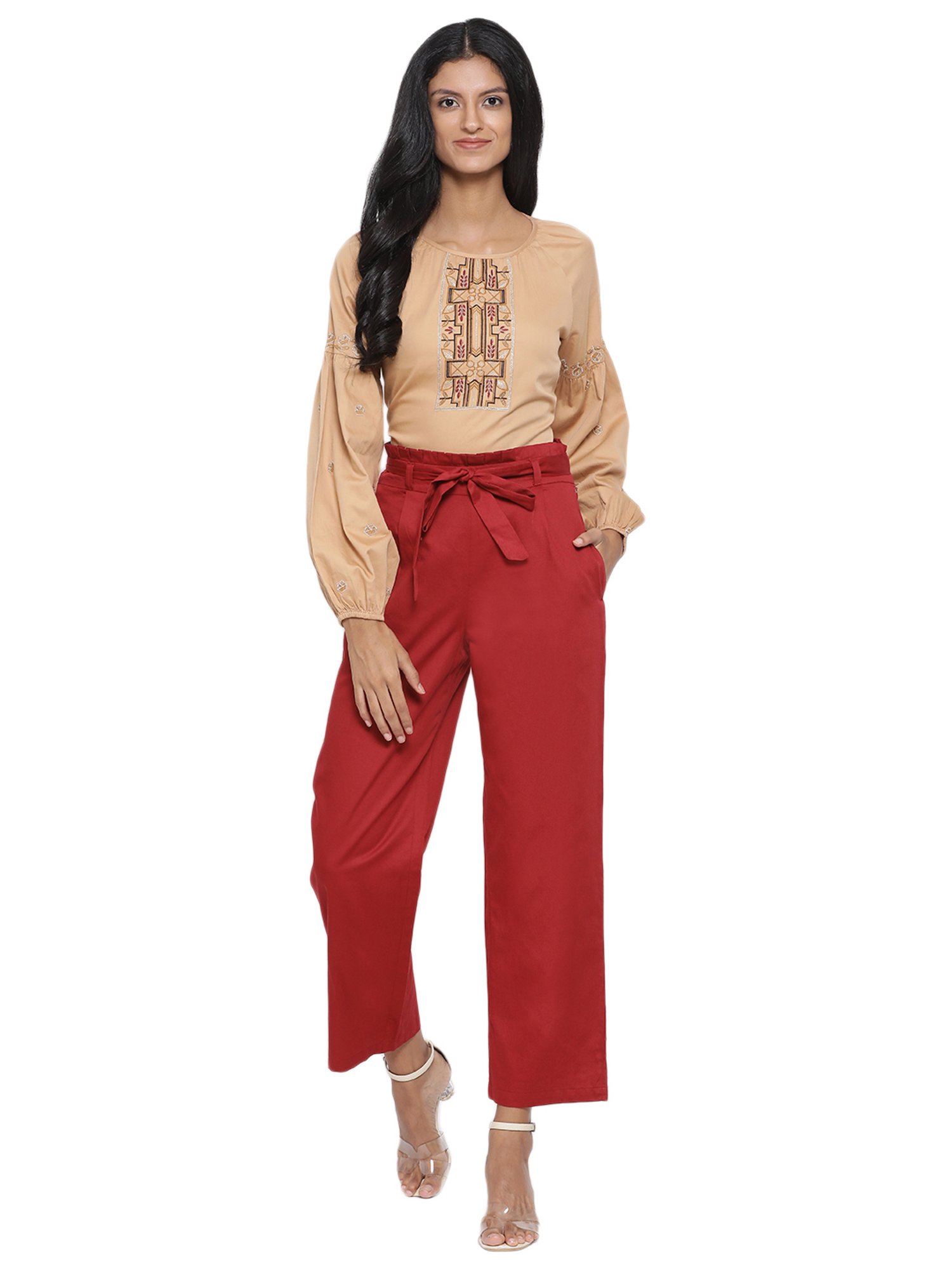 Rooted Maroon Cotton Trousers