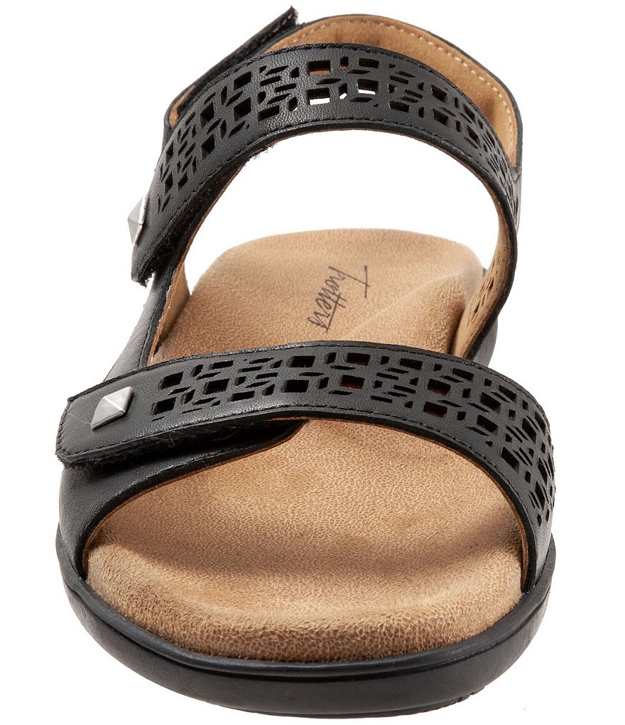 Trotters Romi Cutout Leather Adjustable Hook and Loop Footbed Sandals