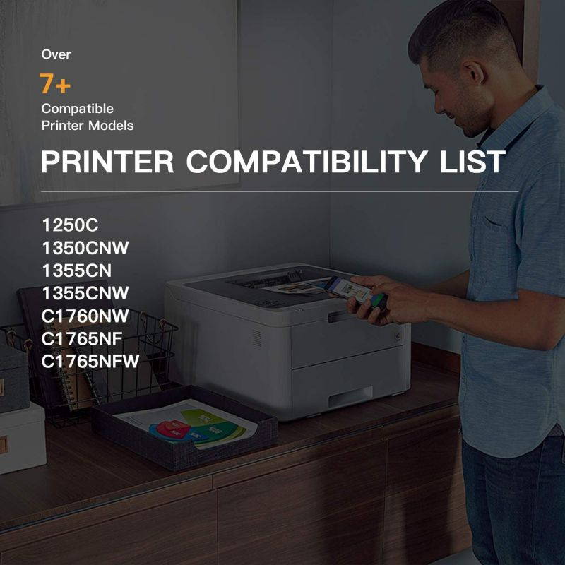 E-Z Ink (TM) Compatible Toner Cartridge Replacement For Dell 1250 810WH C5GC3 XMX5D WM2JC to use with 1250c C1760nw C1765nfw 1350cnw 1355cn 1355cnw printer (1 Black, 1 Cyan, 1 Magenta, 1 Yellow)4 Pack