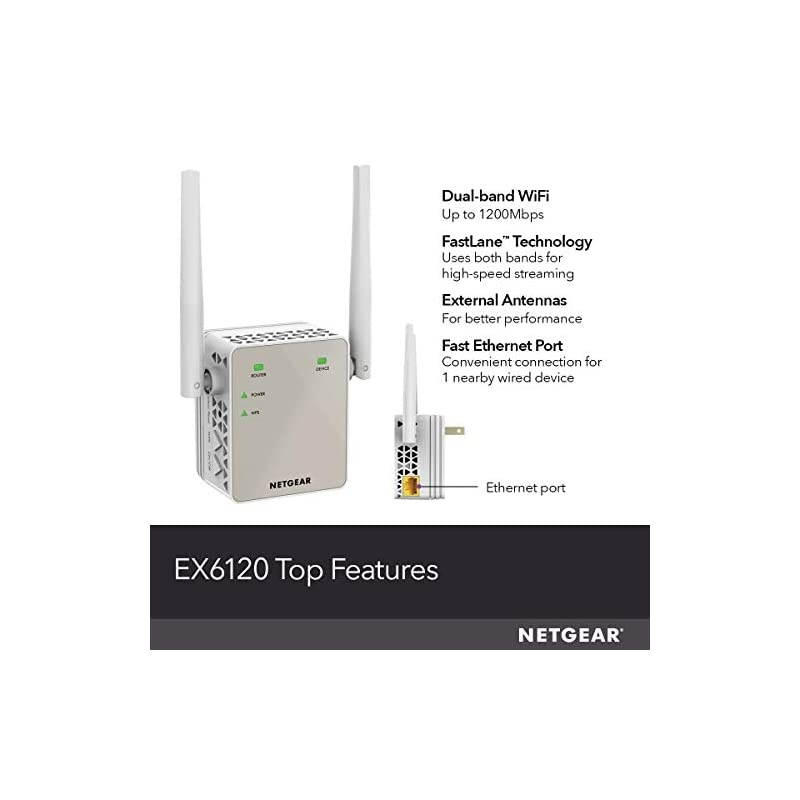 WiFi Range Extender EX6120 Coverage up to 1200 sqft and 20 devices with AC1200 Dual Band Wireless Signal Booster amp Repeater up to 1200Mbps speed and Compact Wall Plug Design