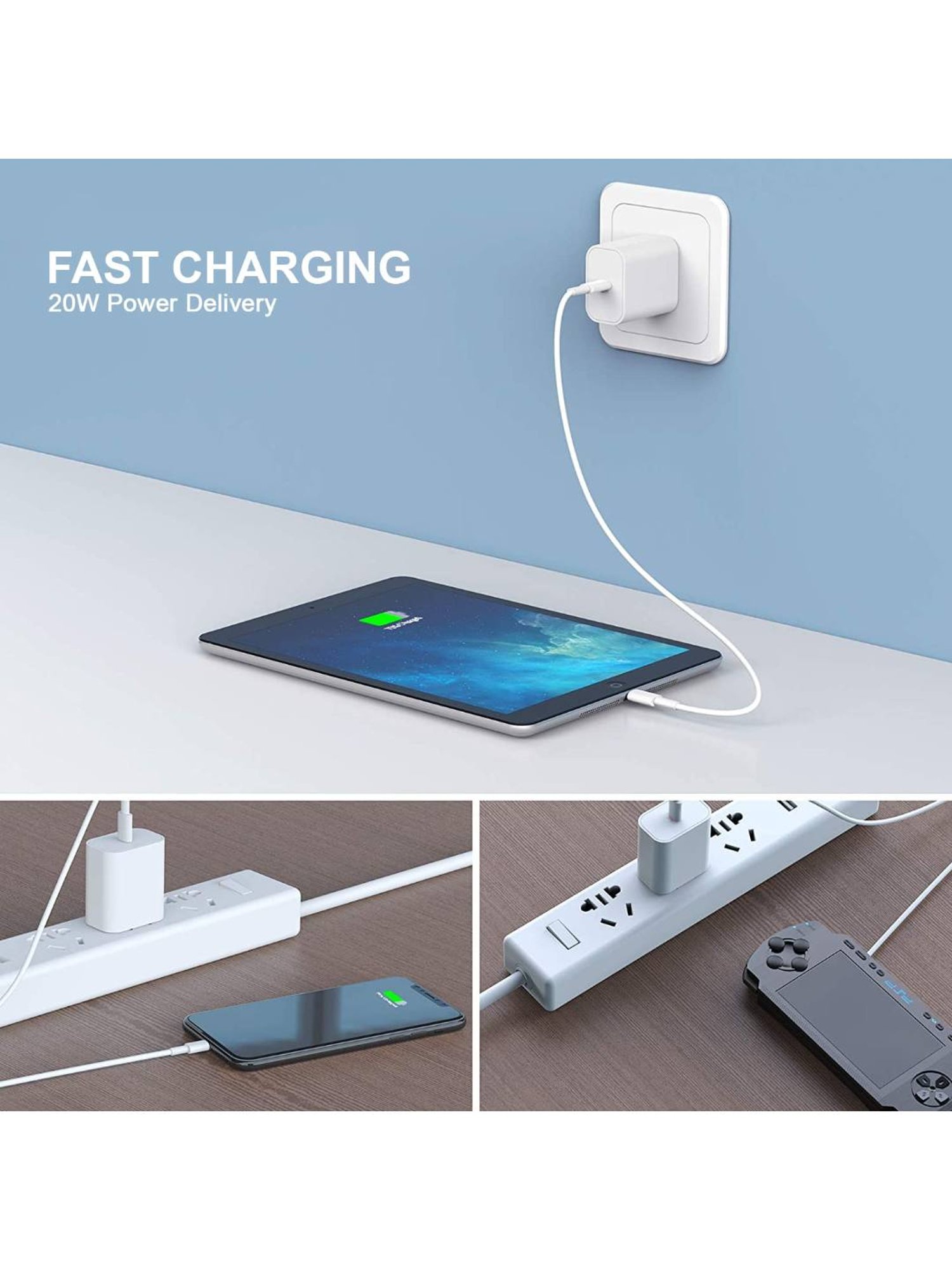 Stuffcool Nuevo PD20W Smallest Wall Charger for Latest iPhone 15,14,13,12 (Blue)