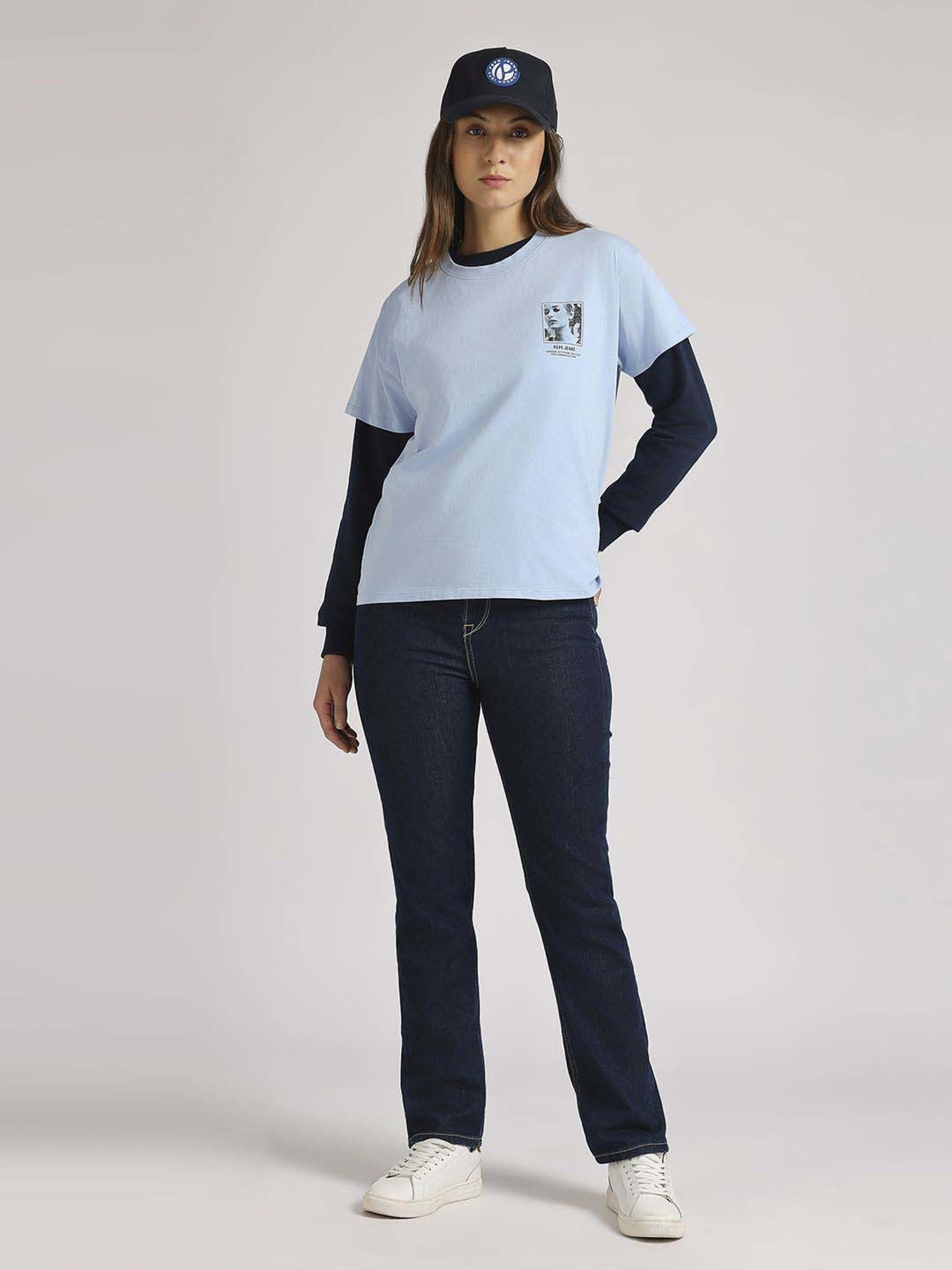 Pepe Jeans Blue Cotton Printed T-Shirt