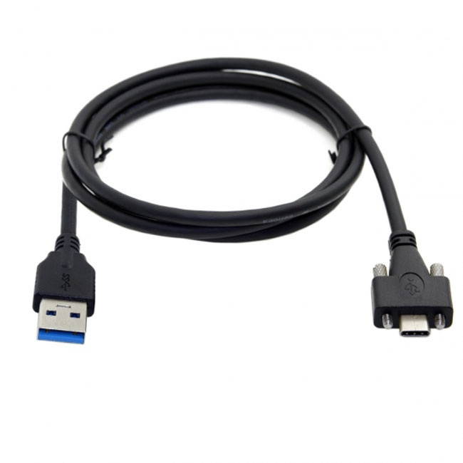 CY USB 3.1 Type-C Dual Screw Locking to Standard USB3.0 Data Cable 2m Panel Mount Type UC-048-2.0M