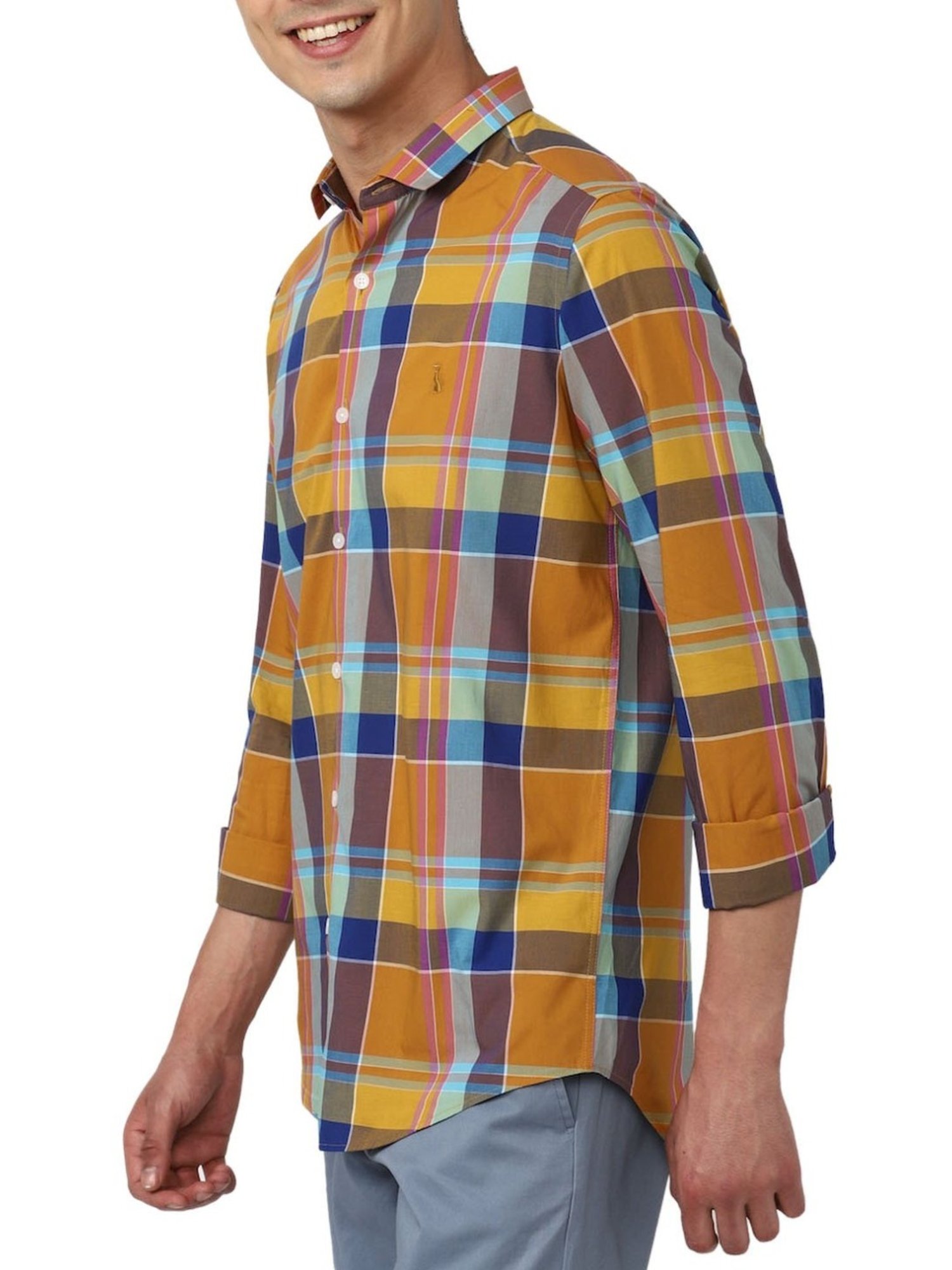 Simon Carter London Orange Checks Slim Fit Shirt