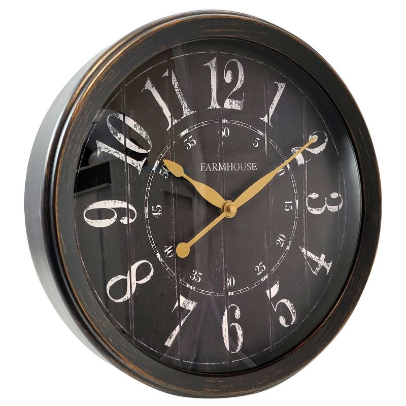 13" Round Woodgrain Face Wall Clock