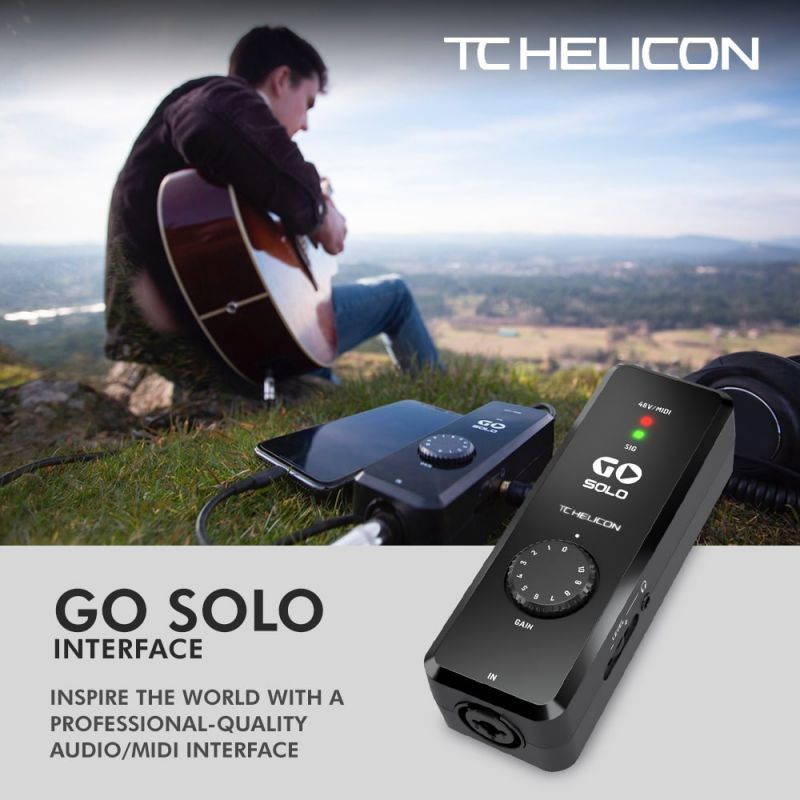 TC Helicon GO SOLO High Definition Audio / MIDI Interface for Mobile Devices with Essential Accessories Bundle