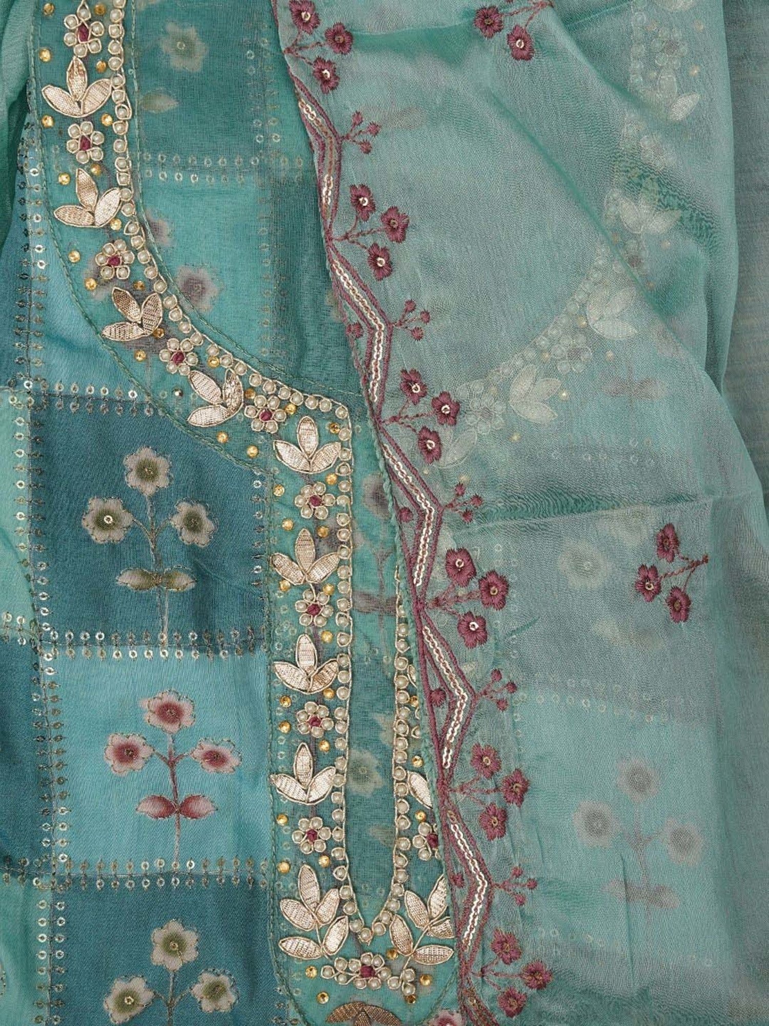 Jaipur Kurti Blue Embroidered Unstitched Dress Material