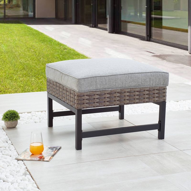 Newbury Premium Grade A Teak Wood Patio Ottoman White - Modway