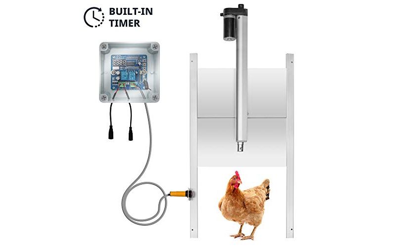 Jumbl Automatic Chicken Coop Door Opener w/Timer and Remote  11" Opening w/Infrared Safety Sensor  Electrical 12V DC Actuator Motor