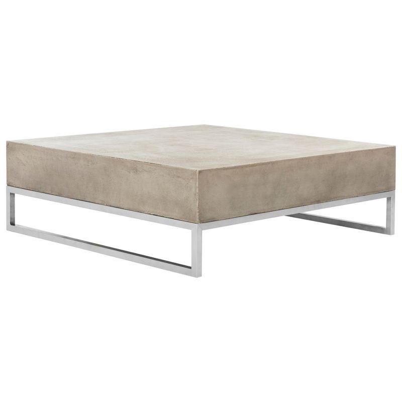 Eartha Modern Concrete Rectangle Coffee Table - Dark Gray - Safavieh