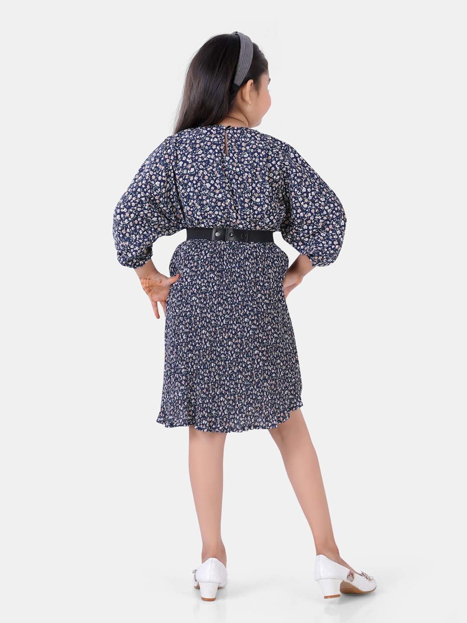 poplins Kids Navy Cotton Floral Print Dress