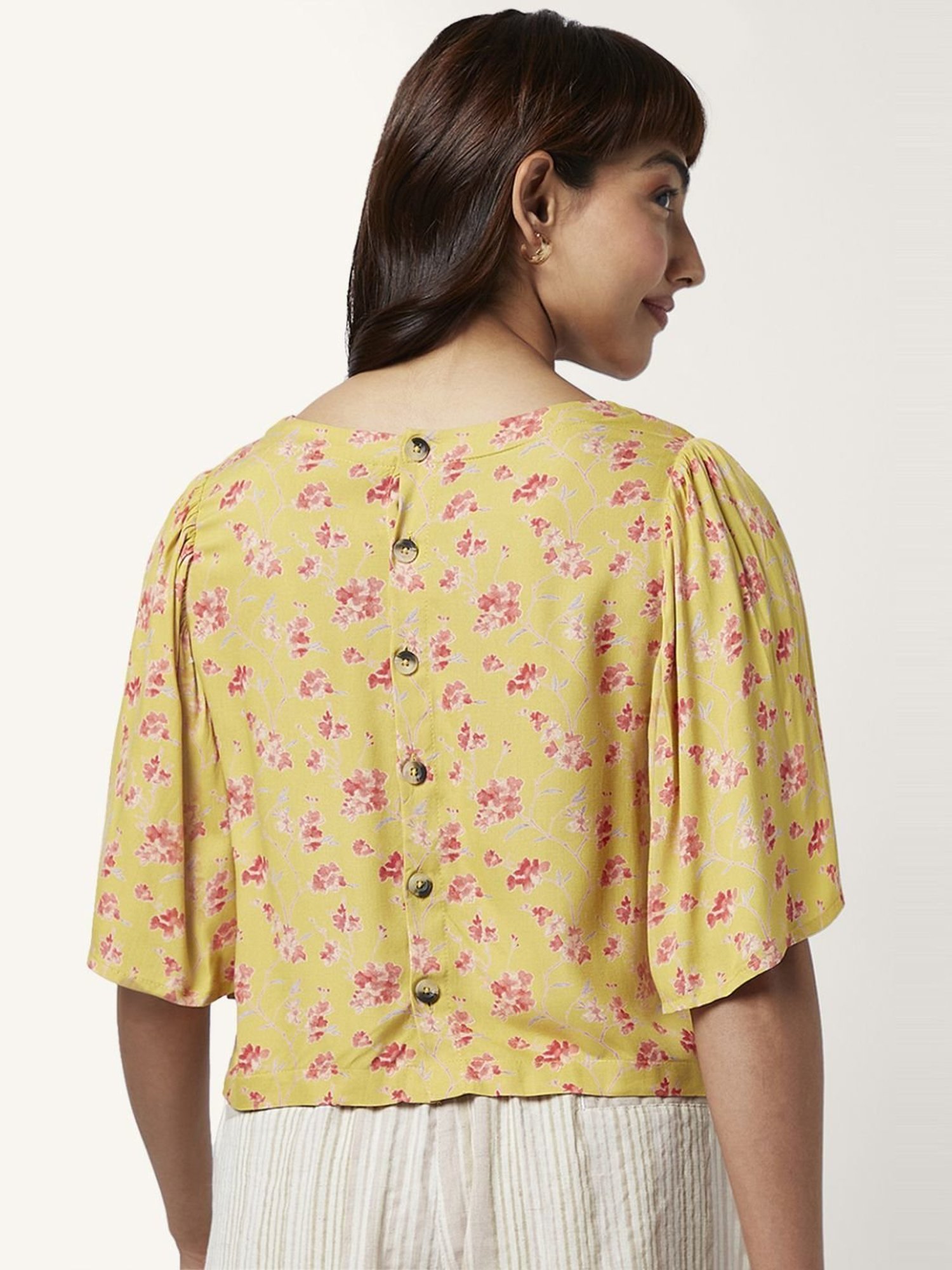 Akkriti by Pantaloons Mustard Floral Print Top