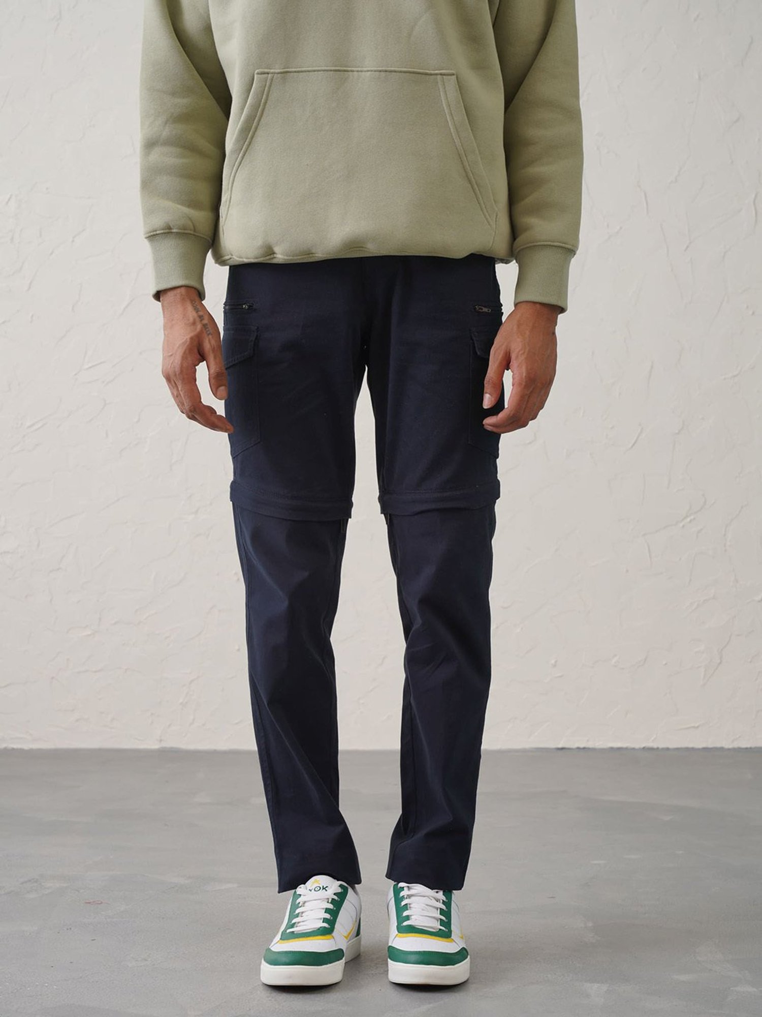 MinusOne Navy Slim Fit Convertible Cargos