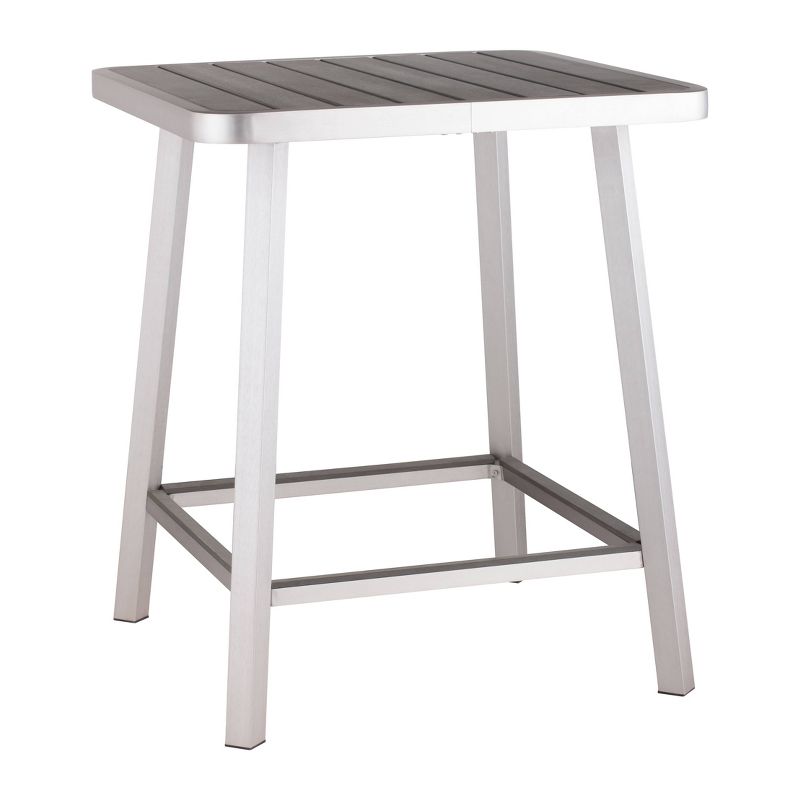 Modern Brushed Aluminum 35" Square Bar Table - ZM Home