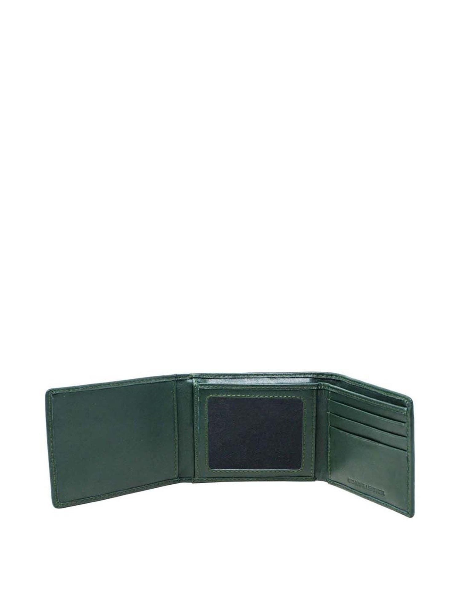 Tohl Green Casual Leather Tri-Fold Wallet for Men