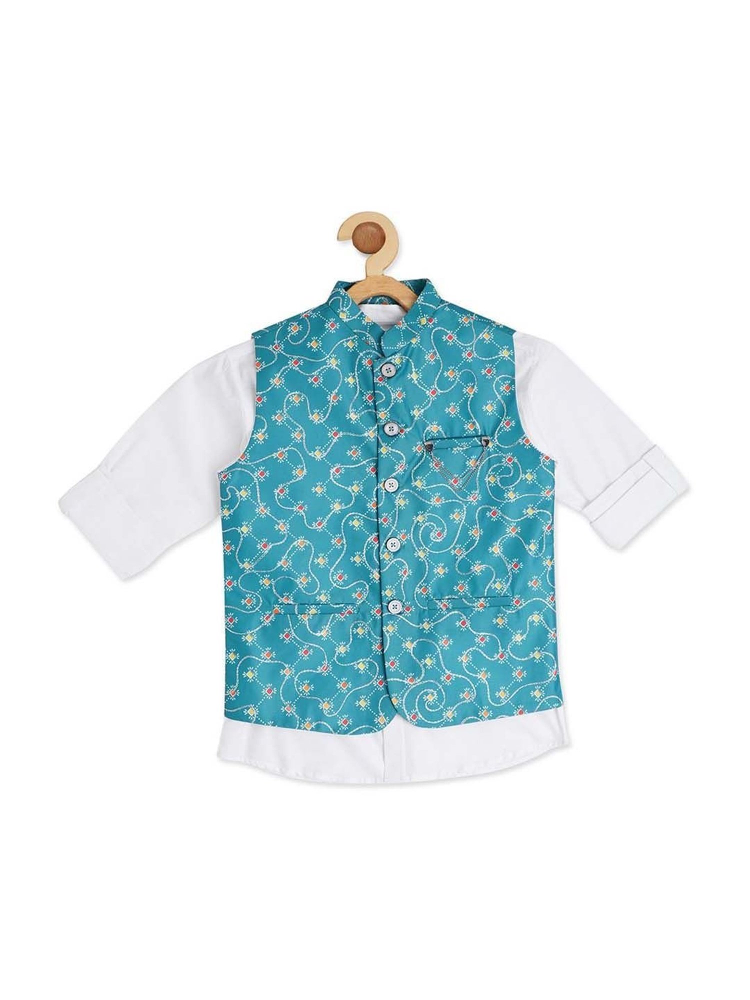 Crimsoune Club Kids Mint Solid Full Sleeves Blazer