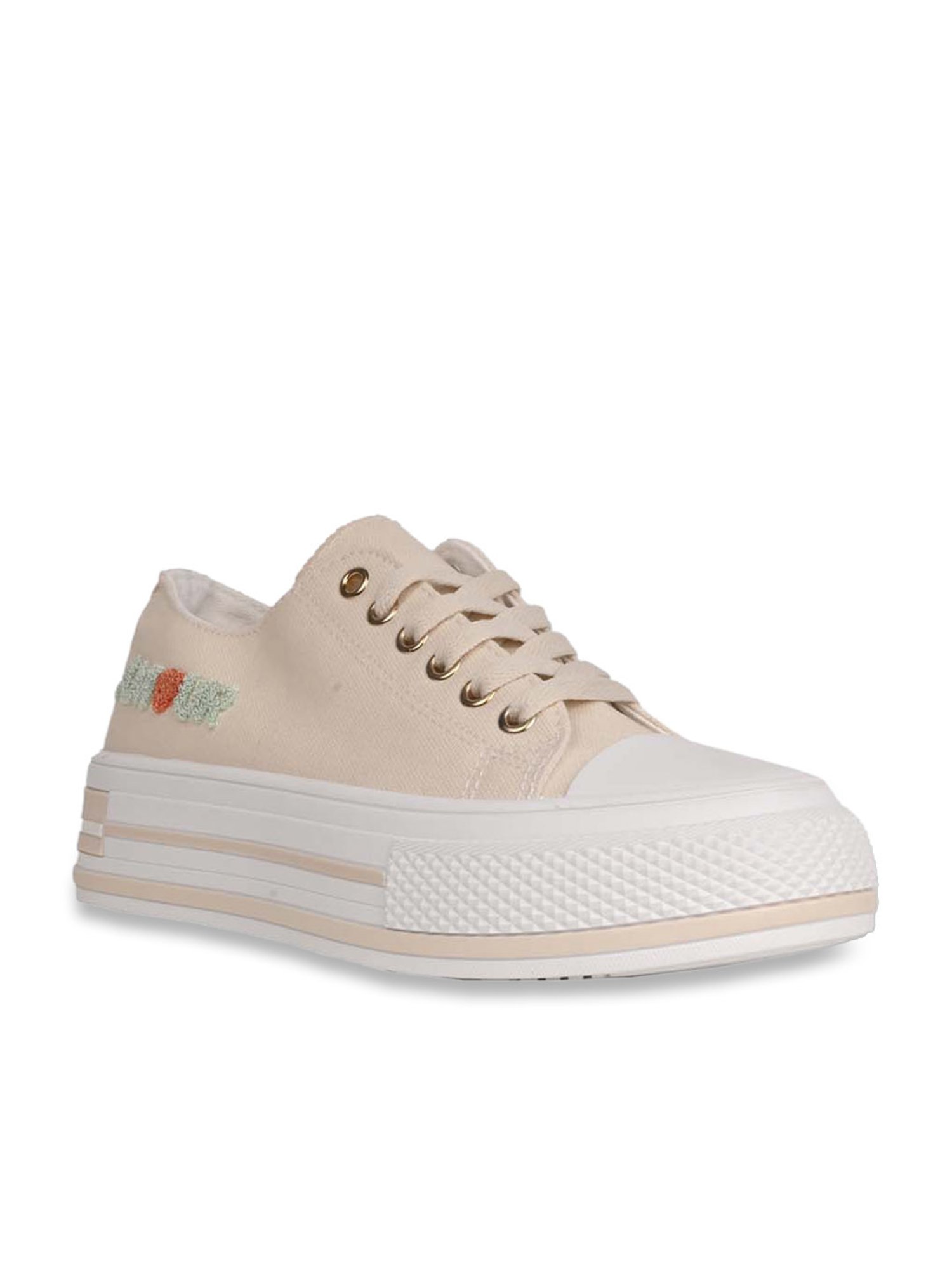 Jove Women's Beige Casual Sneakers
