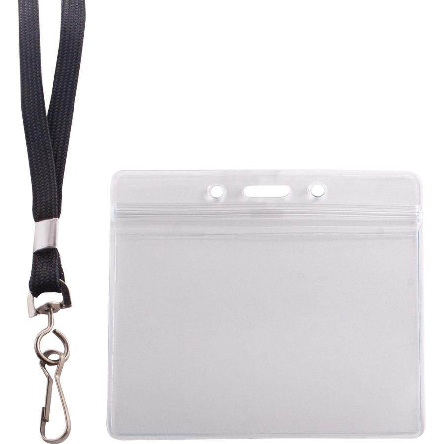 Advantus ID Holder/Lanyard Combo Pack - Horizontal - Vinyl - 20 / Pack - Black/Clear  AVT91132