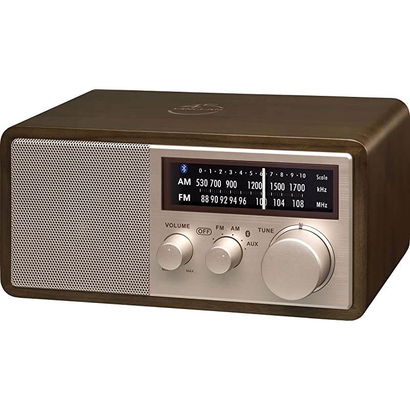 WR16SE 45th Anniversary Special Edition AMFMBluetoothAuxinUSB Phone Charging Dark Walnut Wooden Cabinet Radio with Rose Gold Face Plate