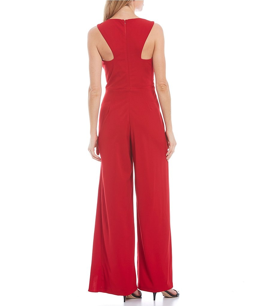 Marina Drape Front V-Neck Sleeveless Jumpsuit