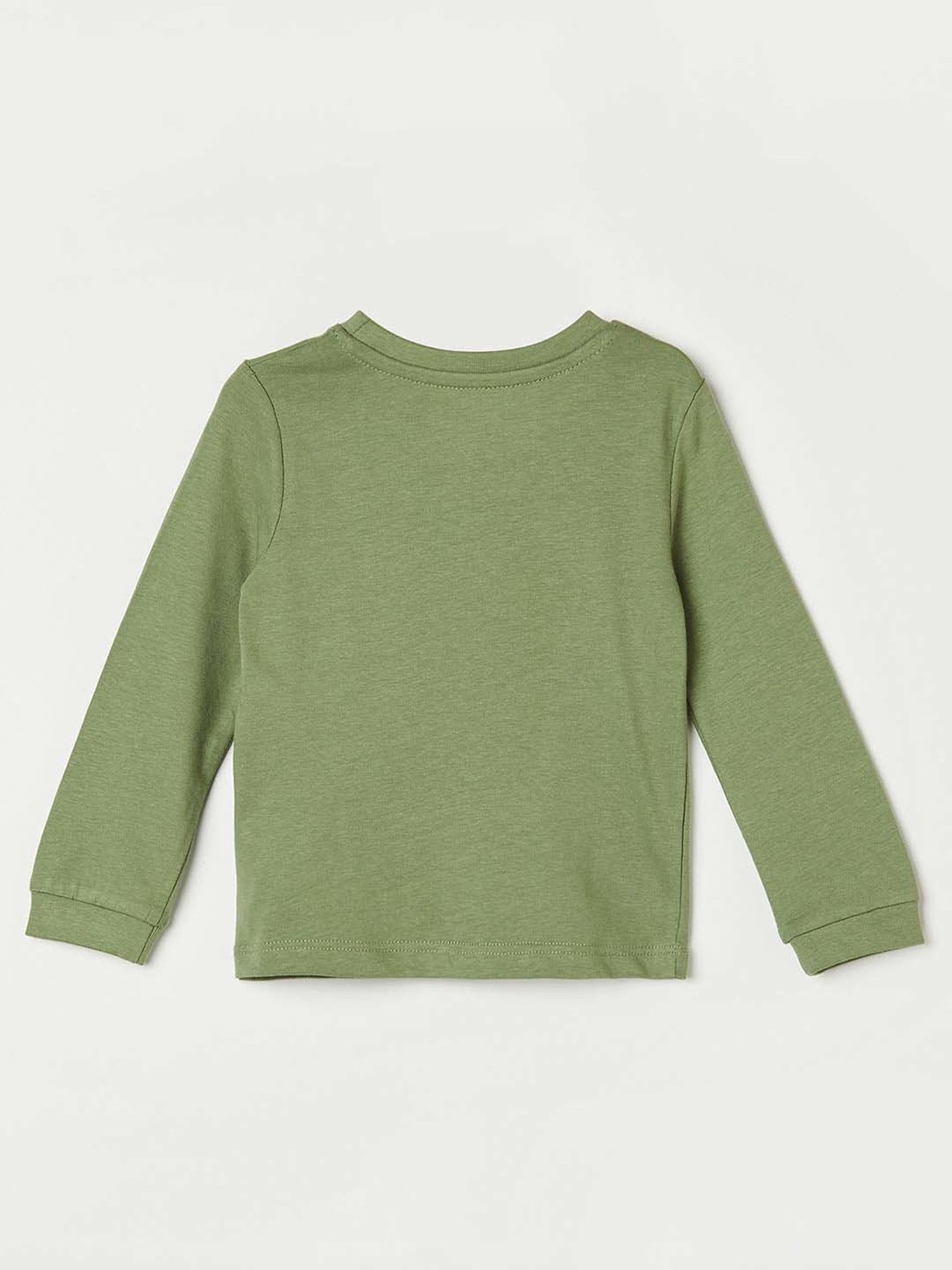 Juniors by Lifestyle Kids Olive Cotton Embroidered Full Sleeves Tee