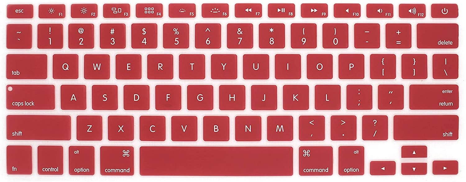 HRH Silicone Keyboard Cover Skin for MacBook Air 13,MacBook Pro 13/15/17 (with or w/Out Retina Display, 2015 or Older Version)&Older iMac USA Layout,Red Wine