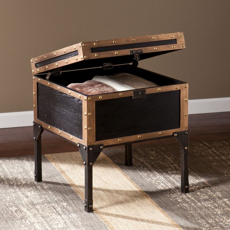 Mason Trunk End Table - Metal/Brown - Aiden Lane