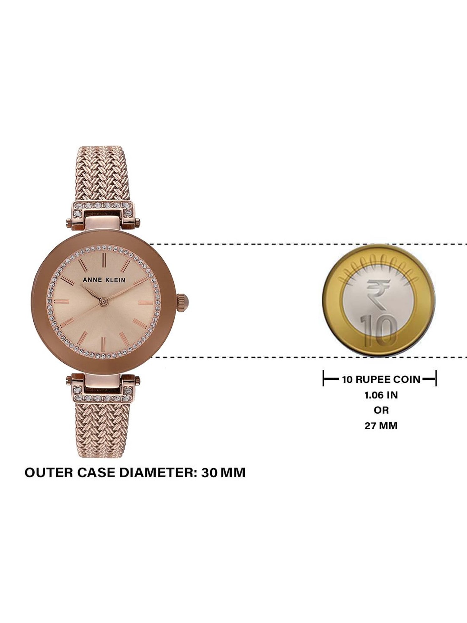 Anne Klein NDAK1906RGRG Crystals Analog Watch for Women